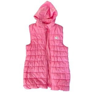 Hooded Puffer Vest Girls 14 XL Pink Quilted Sleeveless Jacket Kidcore Winterwear
